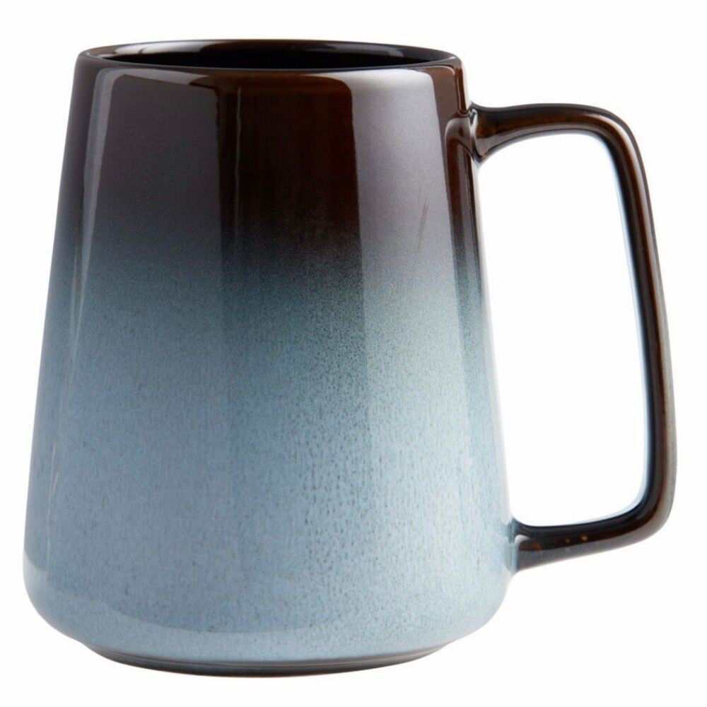 NWT Gorgeous World Market Ombré Blue And Brown Reactive Glaze Ceramic 22 oz Mug - Picture 3 of 9